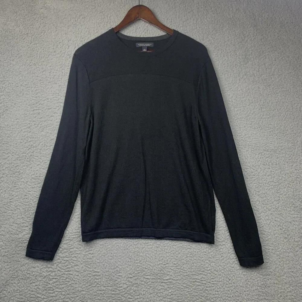 Banana Republic Sweater Mens Medium Black Merino Wool Pullover Lightweight